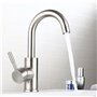 Robinet lavabo haut salle de bain acier inoxydable levier unique eau chaude et froide avec 2 tuyaux inclus robinet mitigeur haut