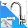 Robinet lavabo haut salle de bain acier inoxydable levier unique eau chaude et froide avec 2 tuyaux inclus robinet mitigeur haut