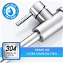 Robinet lavabo haut salle de bain acier inoxydable levier unique eau chaude et froide avec 2 tuyaux inclus robinet mitigeur haut