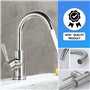 Robinet lavabo haut salle de bain acier inoxydable levier unique eau chaude et froide avec 2 tuyaux inclus robinet mitigeur haut