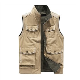 JIASHIQI Gilet double face pour hommes Gilet d'alpinisme de pêche en plein air Gilet multi-poches sans manches Veste de loisirs
