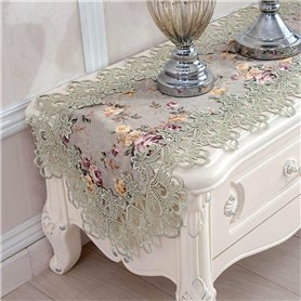 JXQ Chemin de table vintage en dentelle florale - Broderie macramé - Décoration de table de ferme - Nappe de table de meubles fl