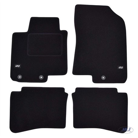 J&J AUTOMOTIVE | Logo Tapis De Sol Noir Velours sur Mesure pour I20 2015-2020