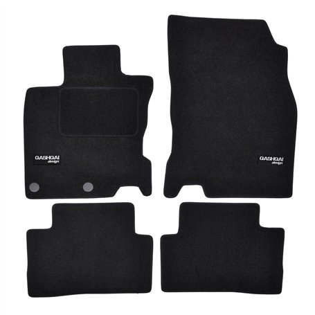 J&J AUTOMOTIVE | Logo Tapis De Sol Noir Velours sur Mesure pour Qashqai 2014-2021 4 pcs