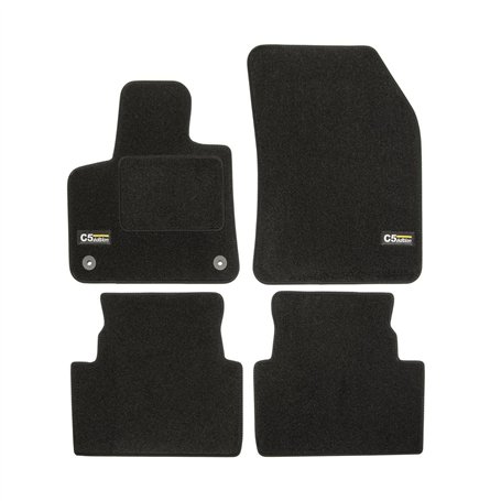 J&J AUTOMOTIVE | Logo Tapis De Sol Noir Velours sur Mesure pour C5 Aircross Depuis 2018 4 pcs