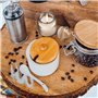5 cm - Porcelaine blanche et bois de bambou - Sucrier