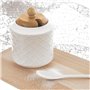 5 cm - Porcelaine blanche et bois de bambou - Sucrie