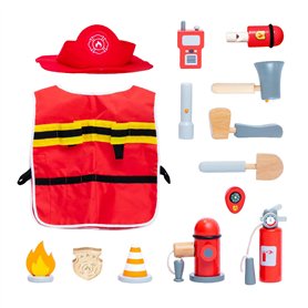 UMU® Kit de Jeu de Pompier en Bois pour Enfants avec Costume de Pompier incluant Casquette