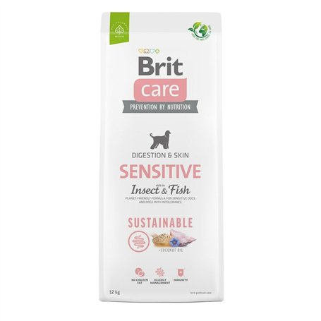 Brit Care Sustainable Adult Sensitive Insect & Fish Nourriture sèche hypoallergénique pour Chiens Adultes de Toutes Races 12 kg