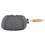 Zilan Poêle à griller 24 cm Base à induction Antiadhésive Poêle grill en bois Poignée pliable en aluminium pour plaques de cuiss