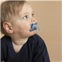 Difrax Tétine 18+ Mois - Sucette Naissance avec Tétine Silicone - Bleu Foncé & Gris + Glow in the Dark Tétines - 4 Pièces