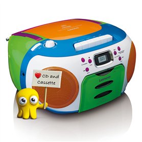 Lenco SCD-971 -Radio pour Enfants - Radio Cassette avec CD - Radio CD - Lecteur de Cassettes - Haut-parleurs stéréo - Prise Casq