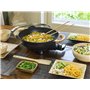 poêle wok XL avec couvercle en verre au design asiatique