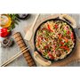Bestron AEW100AS Wok électrique avec poignées en bambou, poêle wok XL avec couvercle en verre au design asiatique, spatule en ba