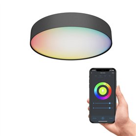 CALEX Plafonnier Connecté LED 30cm Tissu Noir
