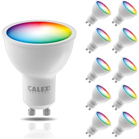 CALEX Lot de 10 Smart Ampoules LED GU10 RGB CCT WiFi