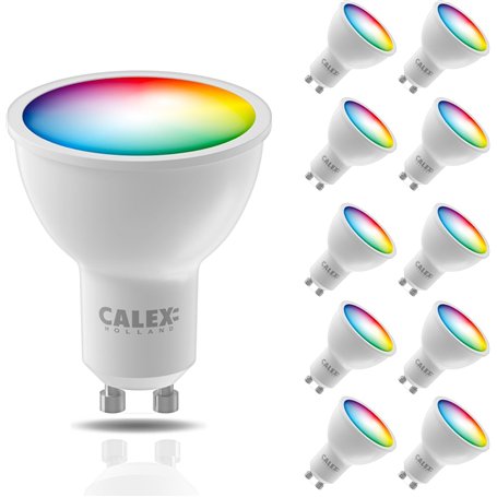 CALEX Lot de 10 Smart Ampoules LED GU10 RGB CCT WiFi