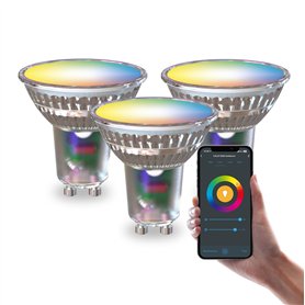 CALEX Lot de 3 Smart Ampoule LED GU10 RGB CCT WiFi