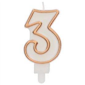 Folat Numéro Simply Chique Gold Chiffre 3-9 cm-Bougies décoration de D'anniversaire