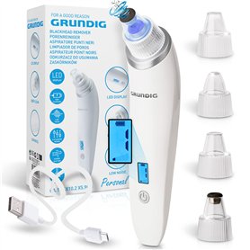 GRUNDIG Nettoyeur de pores - Élimination rapide et durable des points noirs - Aspirateur de pores sans fil avec 5 niveaux d'acti