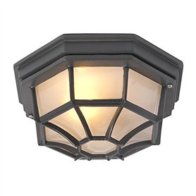 Qazqa bri - Plafonnier - 1 lumière - Ø 265 mm - Gris foncé - Rustique - éclairage extérieur