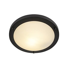 Qazqa yuma - Plafonnier - 1 lumière - Ø 310 mm - Noir - Moderne - éclairage extérieur - Salle de bains