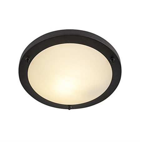 Qazqa yuma - Plafonnier - 1 lumière - Ø 310 mm - Noir - Moderne - éclairage extérieur - Salle de bains