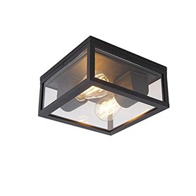 Qazqa charlois - Plafonnier - 2 lumière - L 24 cm - Noir - Design - éclairage extérieur - Salle de bains
