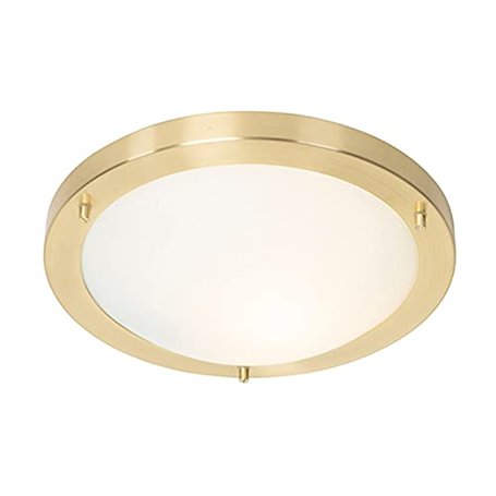QAZQA yuma - Plafonnier - 1 lumière - Ø 31 cm - Doré/Laiton - Moderne - éclairage extérieur - Salle de bains