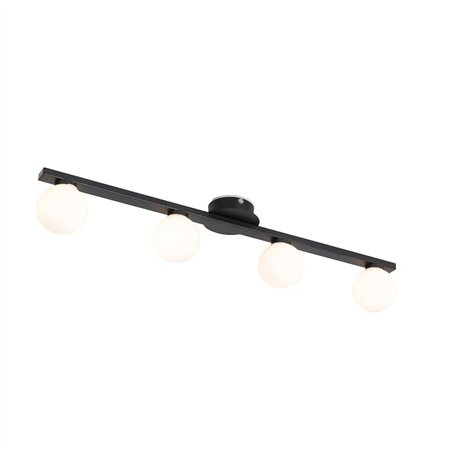 Qazqa cederic - Plafonnier - 4 lumière - L 680 mm - Noir - Moderne - éclairage extérieur - Salle de bains