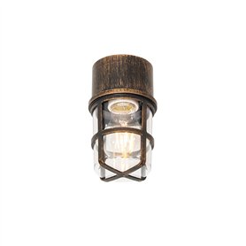 QAZQA kiki - Plafonnier - 1 lumière - Ø 92 mm - Doré/Laiton - Moderne - éclairage extérieur - Salle de bains