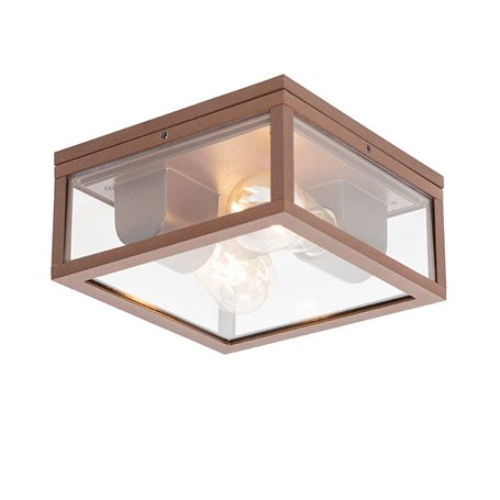 Qazqa charlois - Plafonnier - 2 lumière - L 24 cm - Brun rouille - Design