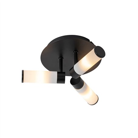 Qazqa bath - Plafonnier - 3 lumière - Ø 28.5 cm - Noir - Moderne - éclairage extérieur - Salle de bains