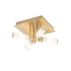 Qazqa bath - Plafonnier - 4 lumière - L 23 cm - Doré/Laiton - Moderne - éclairage extérieur - Salle de bains