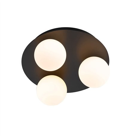 Qazqa cederic - Plafonnier - 3 lumière - Ø 23 cm - Noir - Moderne - éclairage extérieur - Salle de bains