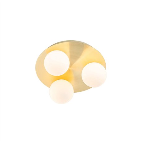 Qazqa cederic - Plafonnier - 3 lumière - Ø 23 cm - Doré/Laiton - Moderne - éclairage extérieur - Salle de bains