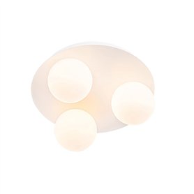 Qazqa cederic - Plafonnier - 3 lumière - Ø 23 cm - Blanc - Moderne - éclairage extérieur - Salle de bains