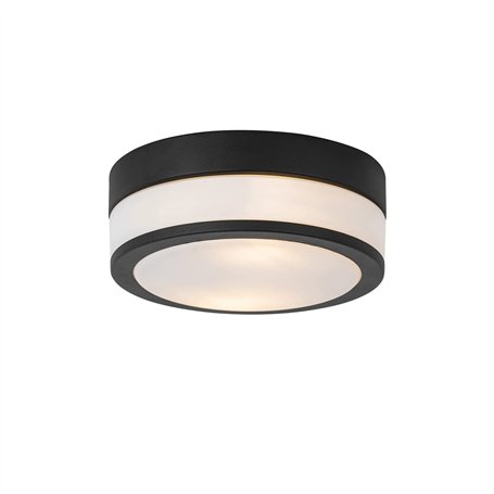 Qazqa flavi - Plafonnier - 2 lumière - Ø 23 cm - Noir - Moderne - éclairage extérieur - Salle de bains