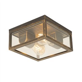 Qazqa charlois - Plafonnier - 2 lumière - L 24 cm - Doré/Laiton - Rustique - éclairage extérieur - Salle de bains