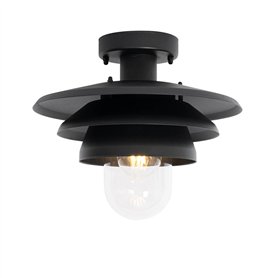 Qazqa morty - Plafonnier - 1 lumière - Ø 28.5 cm - Noir - Design - éclairage extérieur