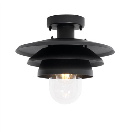 Qazqa morty - Plafonnier - 1 lumière - Ø 28.5 cm - Noir - Design - éclairage extérieur