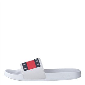 Tommy Hilfiger Men's Slip on Tommy Jeans Flag Pool Slide White