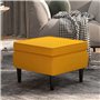 Poggiapiedi con Gambe in Legno Giallo in Velluto