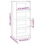 Libreria/Divisorio Grigio 60x30x135,5 cm Legno Massello di Pino