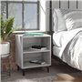 Comodino con Gambe in Metallo Grigio Sonoma 40x30x50 cm