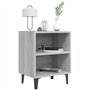 Comodino con Gambe in Metallo Grigio Sonoma 40x30x50 cm