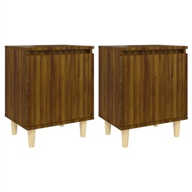 vidaXL Comodini Gambe in Legno Massello 2 pz Rovere Marrone 40x30x50cm