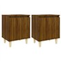 vidaXL Comodini Gambe in Legno Massello 2 pz Rovere Marrone 40x30x50cm