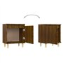 vidaXL Comodini Gambe in Legno Massello 2 pz Rovere Marrone 40x30x50cm