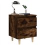 vidaXL Comodino con Gambe in Legno Massello Rovere Fumo 40x35x50 cm